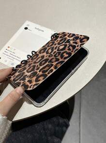 Cheetah,Leopard Print 1pc Leopard Flap Laptop Style Phone Case, Compatible With Apple11/12/13/14/15/15 Plus/15 Pro/15 Pro Max/16 Plus/16 Pro/16 Pro/16 Pro Max