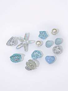 1pc Summer Vacation Style Starfish & Shell Charm Set For Women Casual Sandals/Slippers Decorative Accessories
