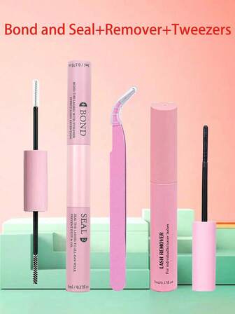 [DIY睫毛胶水套装] DIY睫毛延长化妆工具，睫毛胶水套装包括镊子和睫毛卸妆器