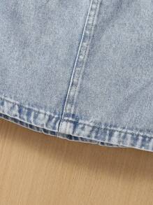 1pc Girls A-Line Denim Skirt, Casual Cute Fashion Versatile Skirt