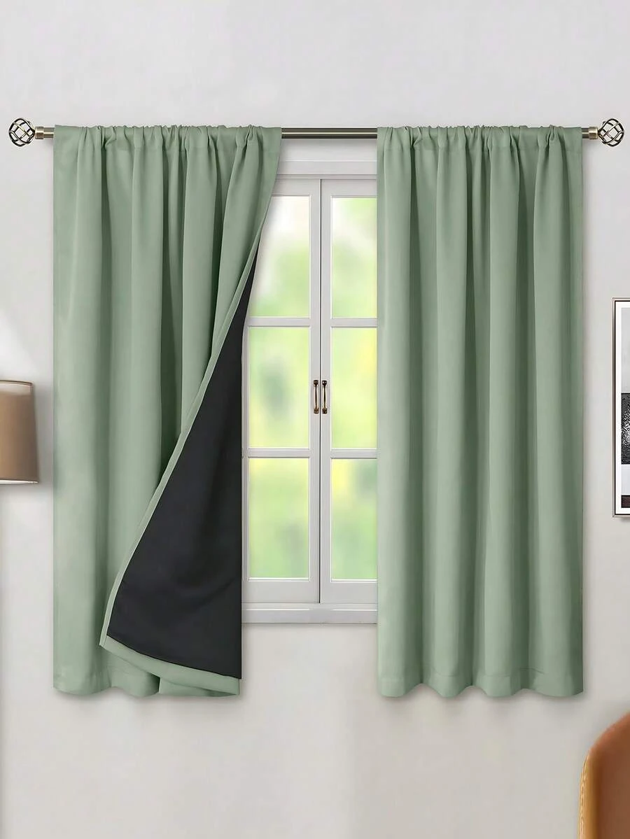 1 pezzo Tessuto per tende oscuranti termiche - 99% resistente ai raggi UV in poliestere, con passante per asta, tessitura piana non sbiancabile, tema artistico da camera da letto, rivestimento oscurante termico, riduzione del rumore - ideale per camera da letto, stile country e scuola per un sonno profondo (peso del tessuto 100g) - Verde - Visualizzare 1