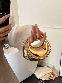 精致时尚迷你手提包，女士新款时尚多功能亚克力餐饮包，高档时尚斜挎包 - 金色 - 查看 9
