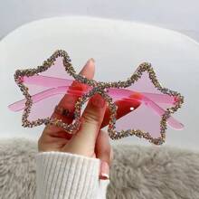 1 Stück neue Strass Fünf-Zackige Stern rahmenlose Mode Brille für Frauen, stilvolle und personalisierte für Fotografie, geeignet für Tanzpartys, Geburtstage, Zusammenkünfte, Feiertags-Dekoration, Reise-Fotografie