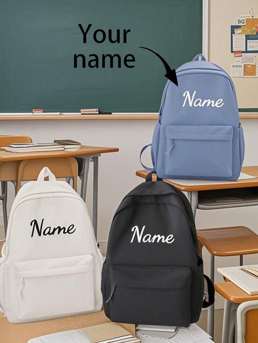 Customization Cute Student Backpack, Customized Name, Classic Simple Y2k Large Capacity Backpack School Bag Suitable, Very Suitable For Outdoor, Travel And Back To School School Bag Portable, Multi-Functional School Supplies, School Backpack High School, Junior High School, Work, Outdoor, Sports, Shopping Suitable For College Students, Suitable For School Students