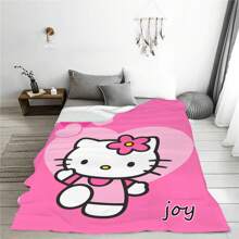 1PC Hello Kitty Blanket Customization Name Digital Printing Single Layer Velvet Blanket Super Soft Warm Bed Cover Blanket/Pet Mat Machine Washable Hair Suitable For Boys, Girls, And Adolescents