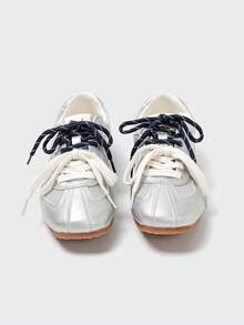 MASKERT Giày thường ngày thời trang đa năng dành cho nữ có đế cao su phẳng, giày thường ngày, phù hợp với giày thường ngày - Bạc - Xem 3