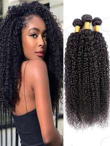 Afro Kinky Curly Bundles 1/3/4PCS Human Hair Extensions 100% Unprocessed Virgin Human Hair Weave Bundles Jerry Curly Human Hair Bundles - Multicolor - View 3