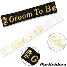 4pcs Groom & Bride Wedding Party Decoration Set, Including Shoulder Strap Badge, Ceremonial Attire Accessory, Wedding Event Costume Party Supplies