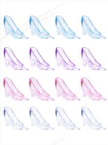 6pcs Mini Plastic Crystal Shoes, 3.5" Clear High Heels Decor, Fun High Heel Figurines For Decoration, Suitable For Wedding, Birthday Party, Desktop Decor, Adult Gift - Multicolor - View 1