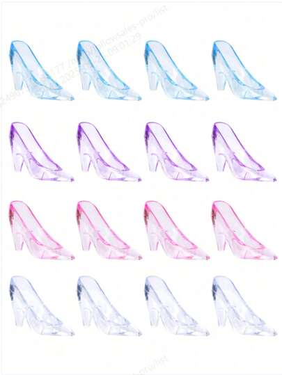 6 件迷你塑料水晶鞋，3.5 英寸透明高跟鞋装饰，有趣的高跟鞋小雕像，适合婚礼、生日派对、桌面装饰、成人礼物