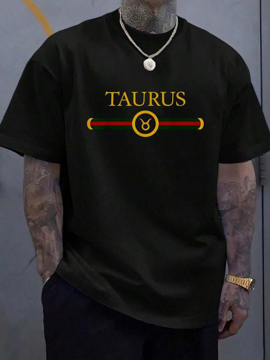 Taurus Zodiac May April Birthday Graphic Art Taurus Sign T-Shirt -100% Cotton Graphic Tees Men,Summer Tops - Black - View 1