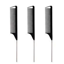 6pcsRandom Color Combination, 2025 New Rat Tail Comb | Carbon Fiber Heat-Resistant Design With Stainless Steel Pin Tail, Ideal For Teasing And Sectioning Hair