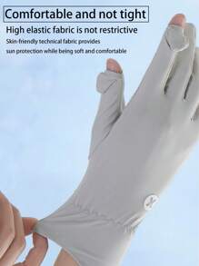 1pc New Lightweight, Multi-Color Optional Ice Silk Sun Protection Gloves, Elastic Women's Breathable Anti-UV Slippery Cooling Long Sleeve Outdoor Sunscreen Silk Gloves