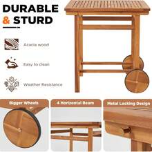 YODOLLA Outdoor Patio Dining Set, Acacia Wood Outdoor Table And Chairs With Wheels, Farmhouse Style Foldable Dining Set For Backyard, Deck & Poolside - màu nâu - Xem 8