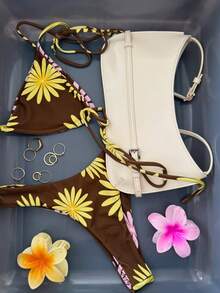 Conjunto de bikini de verano con estampado floral sexy para mujer - impresión - Ver 1