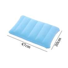 Almohadas de cojín de aire para acampar al aire libre, almohadas plegables cuadradas, respaldo de viaje, almohada para reposacabezas de avión, almohada para acampar - 1 pieza - azul claro - Ver 9