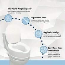 The Raised Toilet Seat With Cover Is 4 Inches, Suitable For The Elderly And The Disabled. - White - View 6