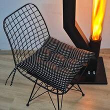 MADE IN TURKEY – Padded Chair Cushion 40x40 Cm – Soft And Durable Seat Pad With Ties – 100% Polyester – Dining, Office And Outdoor Use - Black - View 1