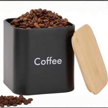 1pc Customized Storage Tin Can With Bamboo Lid, Square Tea, Coffee, Candy, Spice Metal Container, Kitchen Storage, Housewarming Party Gift