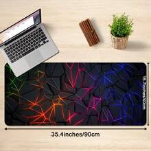 1pc Large Mouse Pad Stylish Geometric Design Desk Mat Computer Keyboard Mouse Laptop Gaming Mat - Suitable For Gamers/Office And Study Accessories - Multicolor - View 5