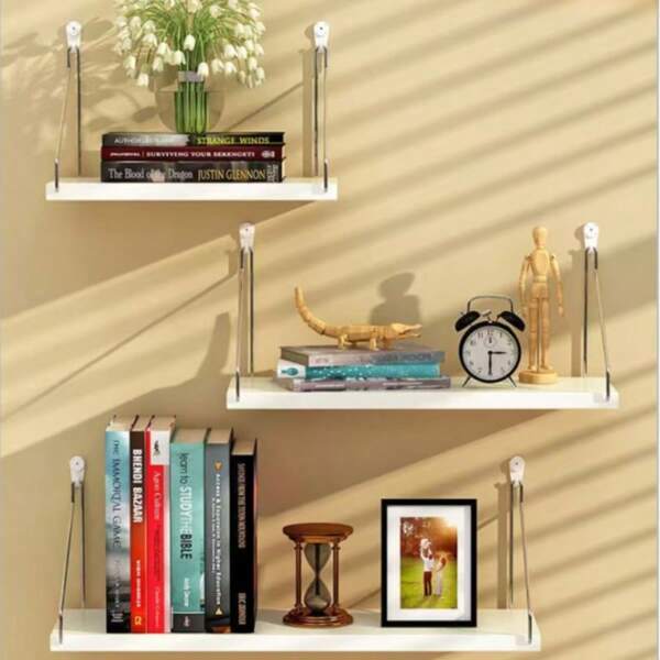 Scaffale da parete con ripiani, mensola decorativa per esposizione di libri, piante, piccoli oggetti in soggiorno, camera da letto, ufficio, deposito proiettore