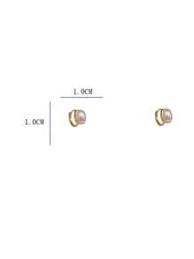 1 par de pendientes minimalistas cuadrados de perlas, pendientes delicados y versátiles para mujer