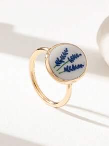 Bague en céramique imprimée cerise pour femme, bijou de déclaration, motif floral printanier