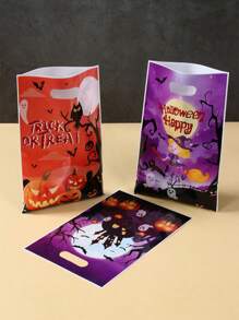 10/25/50 Stücke orange-lila Halloween Geschenktaschen, gruselige Kürbis Hexe Geist Burg gemusterte Geschenktaschen, Halloween Party Geschenkdekorationstaschen, Trick or Treat, Halloween Feier Geschenkverpackung Plastiktaschen, Horror Themenparty Dekorationszubehör, Halloween kleine Geschenkverpackungstaschen, Küchen Verpackungszubehör, Halloween Dekorationen, Halloween Geschenke, Party Gastgeschenke