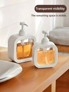 旅行友好型透明分配瓶非常适合洗手液、化妆品和洗发水分配塑料泵乳液瓶，沐浴露、洗发水、洗手液、皂液器分配器，浴室可再填充洗手液分配器和厨房水槽洗碗皂液器，带防水标签的液体皂液器，白色浴室返校 - 彩色 - 查看 2
