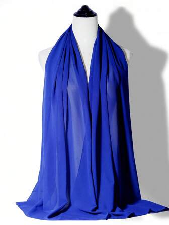 1 pièce Foulard de style bohème pour femmes, couleur unie, surface en mousseline de mode, châle coupe-vent résistant aux UV et à la climatisation pour les vacances et les robes