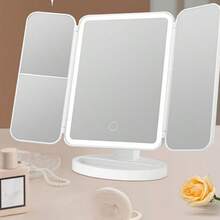 Brand New Rotatable LED Folding Vanity Mirror Touch Control Dimmable Lighted Cosmetic Mirror For Bathroom Bedroom, Ideal Perfect Gift For Women - 白色 - 查看 1