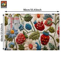 1件针织刺绣草莓花朵图案浴室防滑垫，仿羊绒材质，蓬松毛绒装饰，适用于浴室、门口、厨房等场合，可机洗，防滑，日常装饰，可作为礼物赠送 - 彩色 - 查看 25