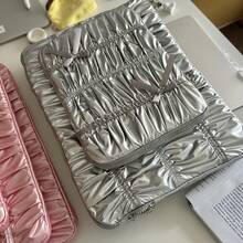 Koreanischer Laptop- und Tablet-Hülle - passend für 10/11 Zoll Tablets & 13/14/15 Zoll Laptops, glänzendes gerüschtes Schleifen-Design mit weichem Futter für modischen Schutz - Verschiedenfarbig - Übersicht 10