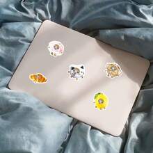 50PCS Funny Cat Head Stickers Vinyl Aesthetics Stickers, Decals, Scrapbooking, Diary, Bumper, Skateboard, Water Bottle, Cartoon, Hard Hat, Car Stickers - Black - View 7