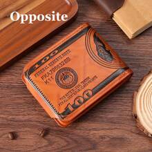 Men's Fashion Classic Wallet Vintage 100 US Dollar Pattern Wallet Multi Card Slot Zipper Coin Compartmen PU Leather Classic Short Wallet For Men Money Wallet Mini Wallet Purse Wallet Men Wallet Leather Small Wallet