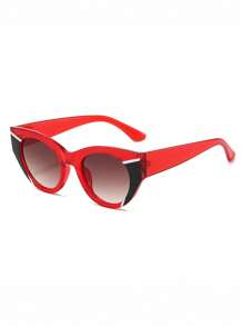 1 pereche ochelari de soare vintage cu ramă completă, cu ochi de pisică, pentru femei, cu blocuri de culoare, accesorii de călătorie la modă și de vacanță