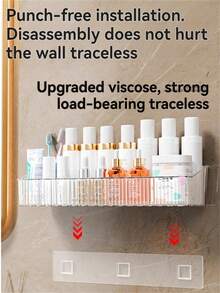 1 Pieza Caja de almacenamiento montada en la pared, diseño sin perforación y con drenaje - Organizador transparente ahorrativo de espacio para cocina/baño | Cajas de almacenamiento, Organizadores de pared, Almacenamiento de baño