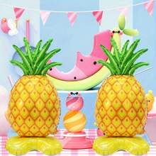 1/2/5pcs Oversized Stand-Up Pineapple Balloon, Summer Fruit Party, Suitable For Summer Wedding, Birthday, Hawaiian Theme Party, Beach Birthday Decor