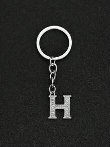 1 pieza Llavero elegante y de moda con la forma de la letra del alfabeto inglés en miniatura, incrustado con cristales de rhinestones transparentes, adecuado para hombres y mujeres, llaves de carro, decoración de bolsos y regalo