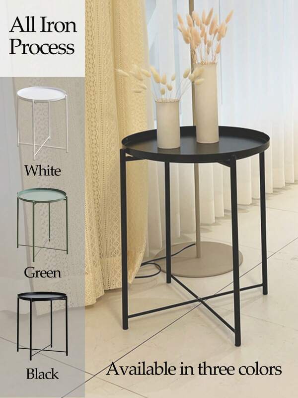 1 ronde metalen tafel, 42 cm diameter x 52 cm hoogte, geschikt voor woonkamer, slaapkamer, tuin als salontafel, nachtkastje, plantenstandaard
