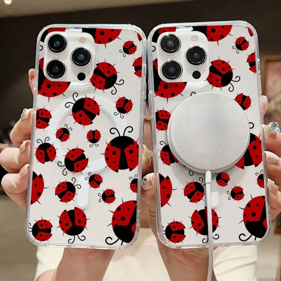 Ladybug Mobile Phone Case, Designed With Quirky Eyes And Playful Antennae, Suitable For IPhone 16, 15, 14, 13, 12 And 11 Pro Models, Made Of TPU Material, And Provides Shockproof Protection. Perfect For Family, Friends, Children, Birthdays, Spring, Holidays, Boyfriends, Girlfriends, And Valentine's Day Gifts. - 無色 - 查看 1