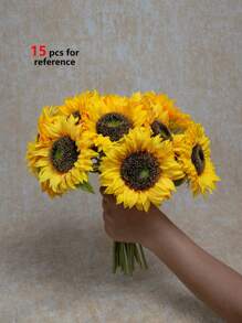 5 pezzi di fiori di girasole finti, fiore singolo di girasole decorativo per la casa, da tenere in mano, per danza, come elementi di arredamento floreale bionico