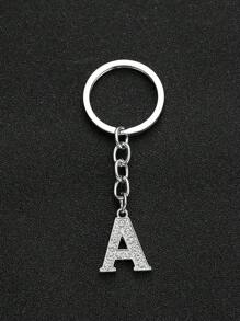 1 pieza Llavero elegante y de moda con la forma de la letra del alfabeto inglés en miniatura, incrustado con cristales de rhinestones transparentes, adecuado para hombres y mujeres, llaves de carro, decoración de bolsos y regalo