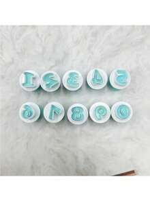 1个字母或数字翻糖蛋糕模具，饼干印章，压花切割器，大写数字形状饼干DIY - 彩色 - 查看 12