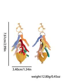 2pcs Beach Style Dopamine Effect Shell Earrings, Long Hanging Dangle Statement Earrings For Women