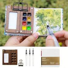 6 Stück Mini Reise Palette Set, tragbares Aquarell Set, 8/15 Feld Farbkasten, Skizzenbuch, Ordner und Pinsel für Künstler und Studenten Schulanfang, Muttertag, Geschenk für Mutter