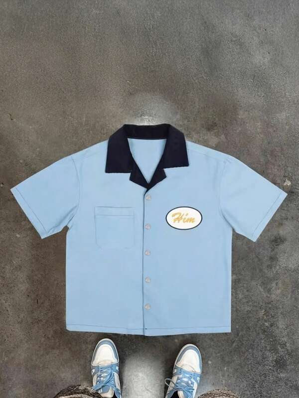 Herren Sommer lässiges Kontrast-Farbiges Poloshirt