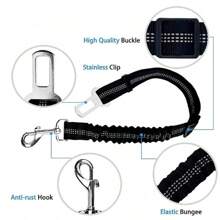 Cintura di sicurezza retrattile ed elastica per animali domestici, con assorbimento degli urti, guinzaglio regolabile in nylon per cani e gatti per veicoli