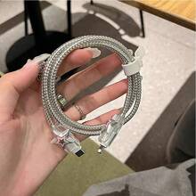 Set de 5 protectores de cable con diseño de lunares rosas y estrellas plateadas/negro y blanco con estrellas plateadas, compatibles con , adecuados para cargadores de 18-20W, anti-rotura y anti-arañazos - Enchapado en plata - Ver 3