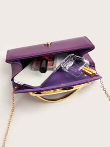 Retro einfarbige Clutch Tasche, vielseitige Handtasche, modische PU-Leder Tasche, geeignet für Frauen, kann für Hochzeiten, Partys, Bälle, Galas und andere Anlässe verwendet werden, stilvolle Damen Clutch Tasche - Violett - Übersicht 7